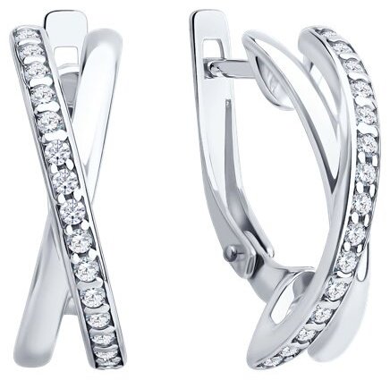 Серьги Diamant D94-120-00029-1A вес 2.77 г серебро, фианит купить,NaN