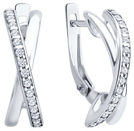 Серьги Diamant D94-120-00029-1A вес 2.77 г серебро, фианит купить,NaN