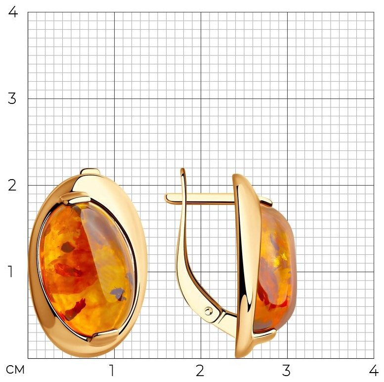 Серьги Diamant 93-320-00477-1 вес 4.51 серебро, янтарь купить,NaN
