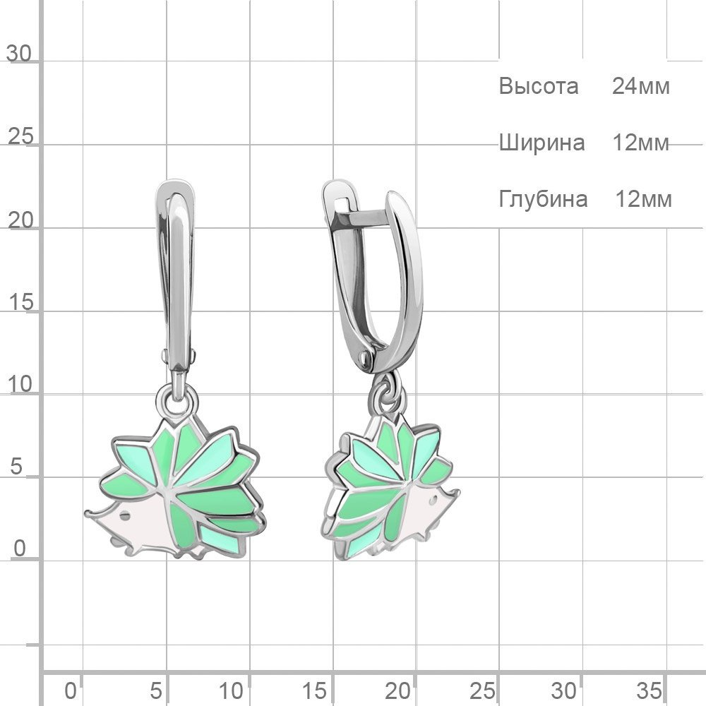 Серьги AQUAMARINE 34456 вес 2.4 г серебро, эмаль купить,NaN