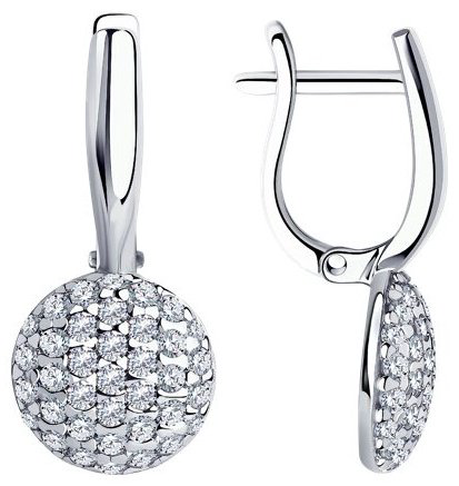 Серьги Diamant 94-120-01214-1 вес 3.17 серебро, фианит купить,NaN