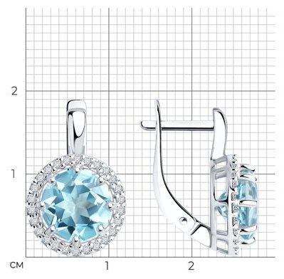 Серьги Diamant 94-320-02052-1 вес 3.92 г серебро, топаз, фианит купить,NaN