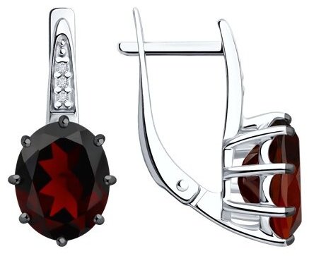Серьги Diamant 94-320-02054-2 вес 3.64 г серебро, гранат, фианит купить,NaN