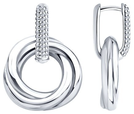 Серьги Diamant D94-121-02265-1_s вес 8.46 г серебро, фианит купить,NaN