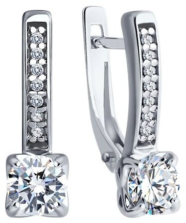 Серьги Diamant 94-120-01712-1 вес 2.67 г серебро, фианит купить,NaN