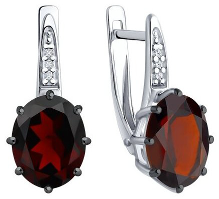 Серьги Diamant 94-320-02054-2 вес 3.64 г серебро, гранат, фианит купить,NaN