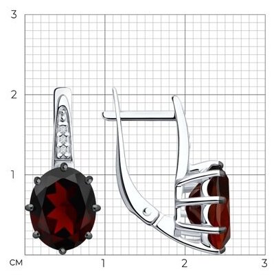 Серьги Diamant 94-320-02054-2 вес 3.64 г серебро, гранат, фианит купить,NaN