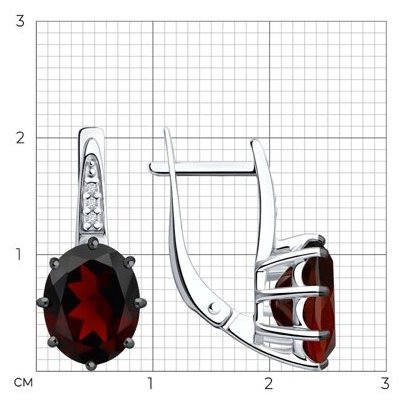 Серьги Diamant 94-320-02054-2 вес 3.64 г серебро, гранат, фианит купить,NaN