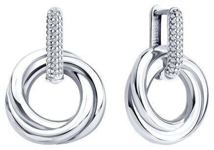 Серьги Diamant D94-121-02265-1_s вес 8.46 г серебро, фианит купить,NaN