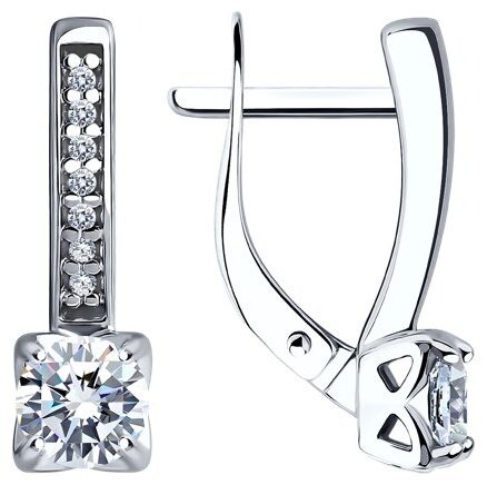 Серьги Diamant 94-120-01712-1 вес 2.7 г серебро, фианит купить,NaN