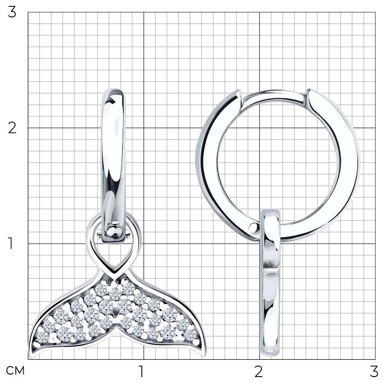 Серьги Diamant 94-121-00011-1 вес 3.41 г серебро, фианит купить,NaN