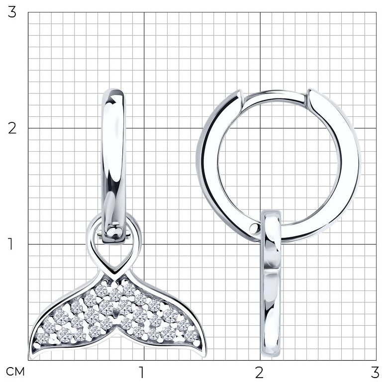 Серьги Diamant 94-121-00011-1 вес 3.41 г серебро, фианит купить,NaN