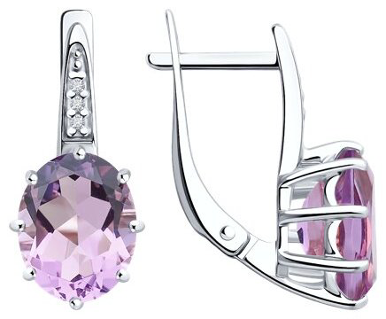 Серьги Diamant 94-320-02054-3 вес 3.35 г серебро, аметист, фианит купить,NaN