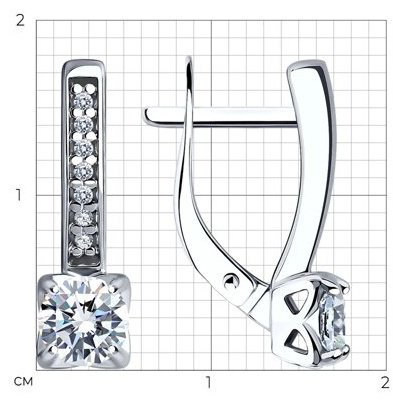 Серьги Diamant 94-120-01712-1 вес 2.7 г серебро, фианит купить,NaN