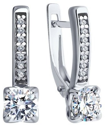Серьги Diamant 94-120-01712-1 вес 2.7 г серебро, фианит купить,NaN