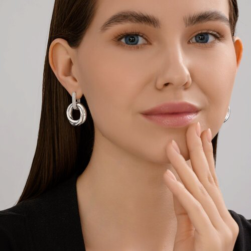 Серьги Diamant D94-121-02265-1_s вес 8.46 г серебро, фианит купить,NaN