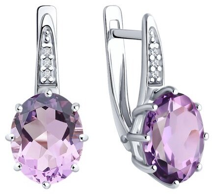 Серьги Diamant 94-320-02054-3 вес 3.35 г серебро, аметист, фианит купить,NaN