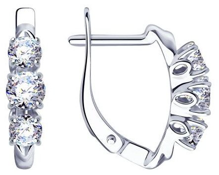 Серьги Diamant 94-120-01216-1 вес 2.37 г серебро, фианит купить,NaN