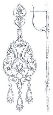 Серьги Diamant D94-121-02381-1_s вес 8.86 г серебро, без вставок купить,NaN