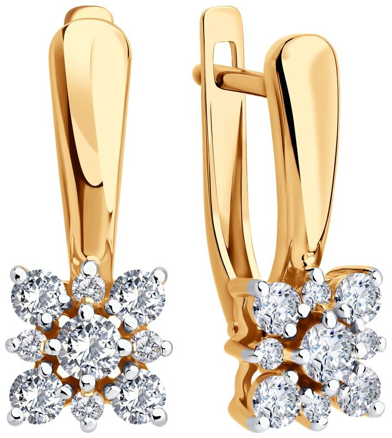 Серьги Diamant 51-120-02879-1 вес 3.9 г золото, фианит купить,NaN