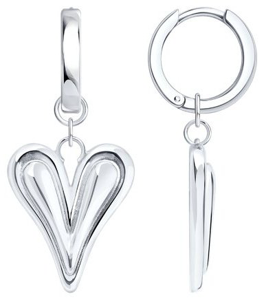 Серьги Diamant 94-121-00027-1 вес 5.6 г серебро, без вставок купить,NaN
