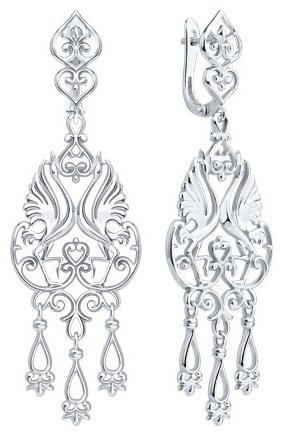 Серьги Diamant D94-121-02381-1_s вес 8.86 г серебро, без вставок купить,NaN