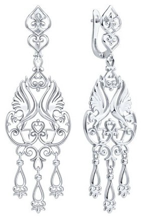Серьги Diamant D94-121-02381-1_s вес 8.86 г серебро, без вставок купить,NaN