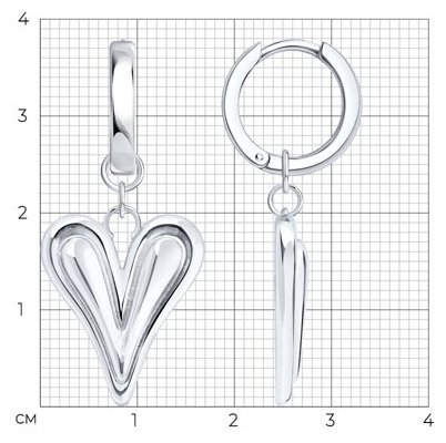 Серьги Diamant 94-121-00027-1 вес 5.6 г серебро, без вставок купить,NaN