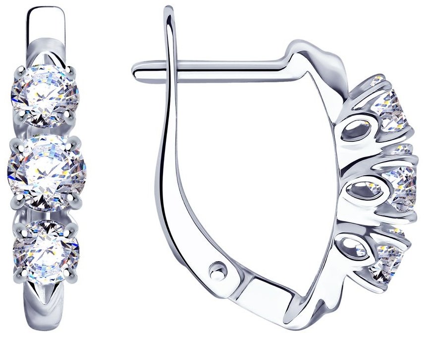 Серьги Diamant 94-120-01216-1 вес 2.41 г серебро, фианит купить,NaN