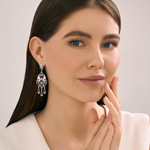 Серьги Diamant D94-121-02381-1_s вес 8.86 г серебро, без вставок купить,NaN