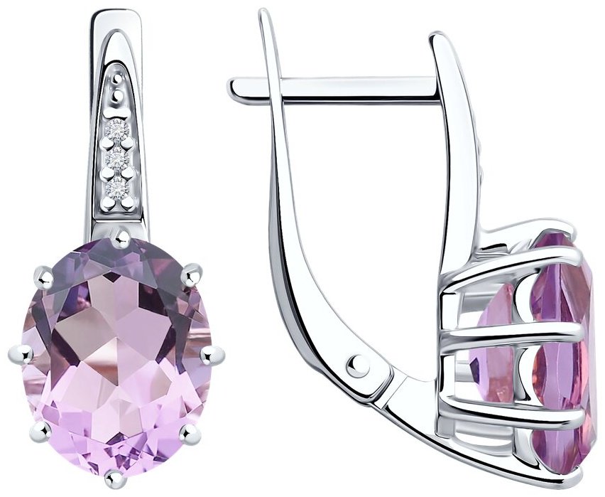 Серьги Diamant 94-320-02054-3 вес 3.37 г серебро, фианит купить,NaN