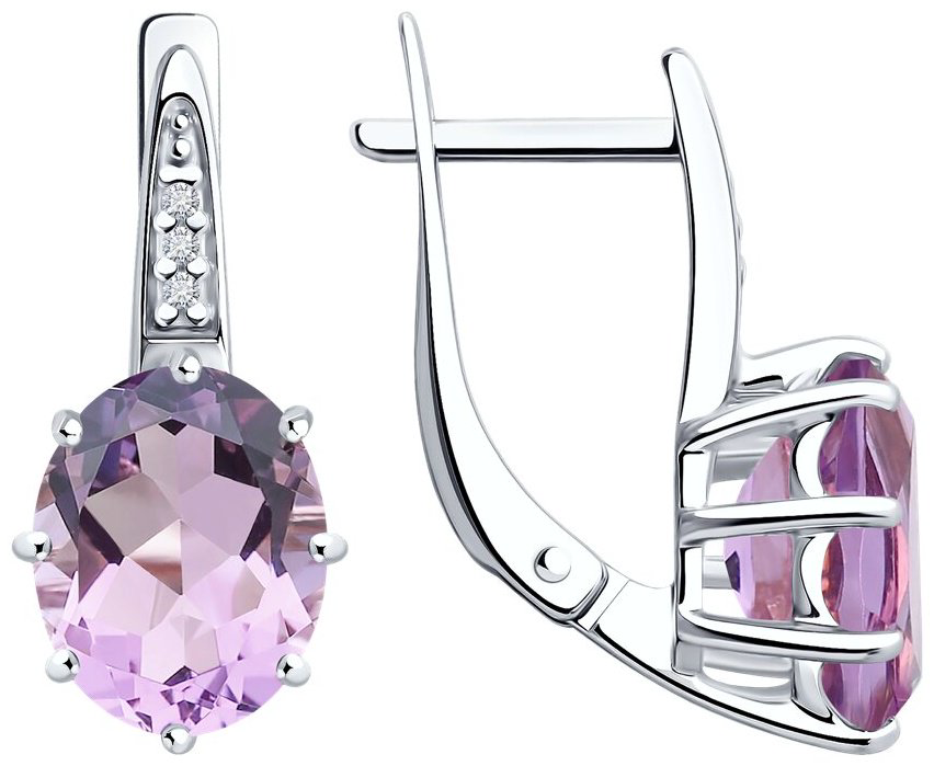 Серьги Diamant 94-320-02054-3 вес 3.37 г серебро, фианит купить,NaN