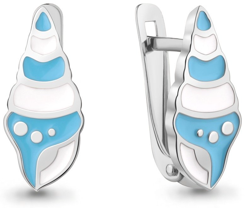 Серьги AQUAMARINE 34500 вес 1.9 г серебро, эмаль купить,NaN