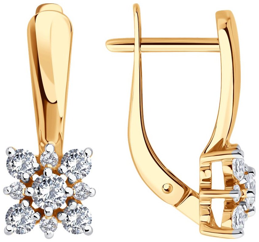 Серьги Diamant 51-120-02879-1 вес 3.9 г золото, фианит купить,NaN