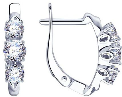 Серьги Diamant 94-120-01216-1_2,4 вес 2.4 г серебро, фианит купить,NaN
