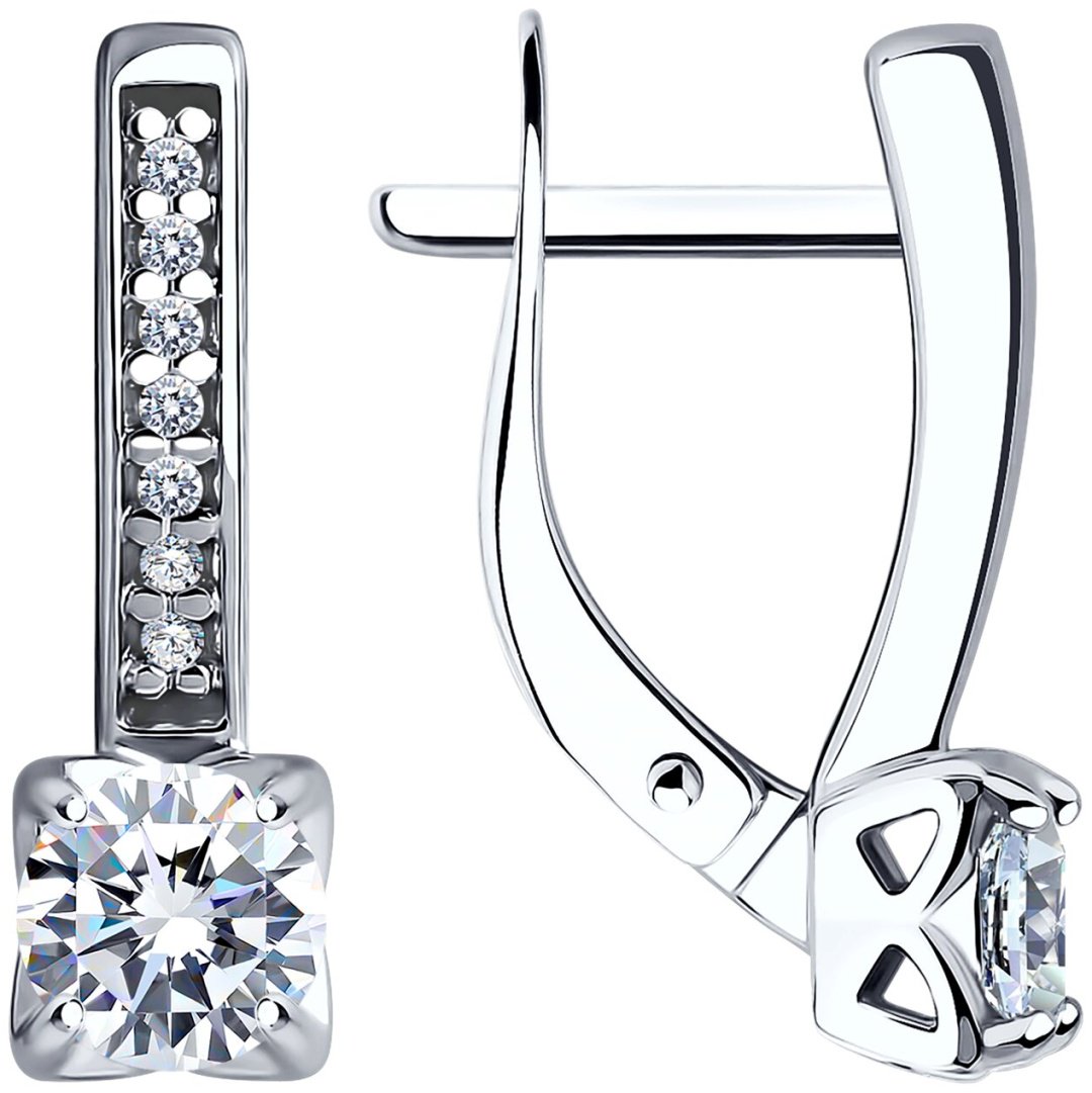 Серьги Diamant 94-120-01712-1 вес 2.81 г серебро, фианит купить,NaN