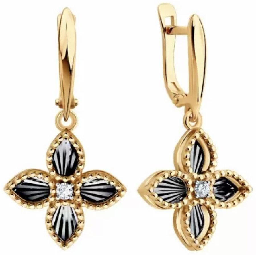 Серьги Diamant 51-121-02984-1 вес 3.27 г золото, фианит купить,NaN