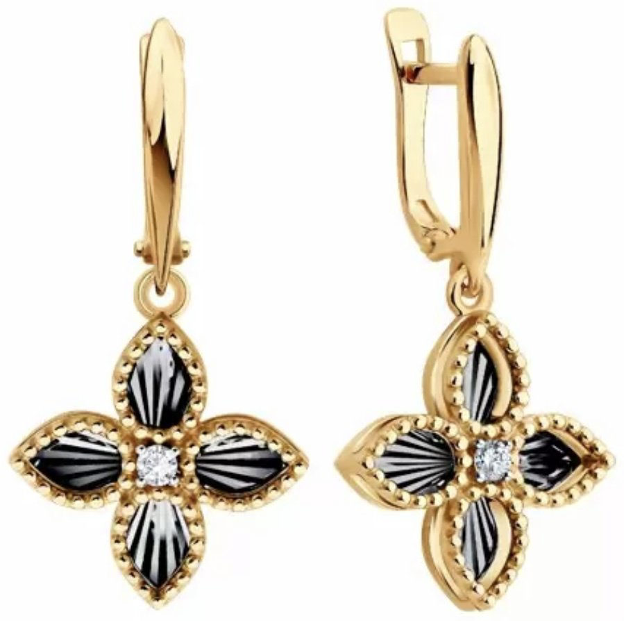 Серьги Diamant 51-121-02984-1 вес 3.27 г золото, фианит купить,NaN