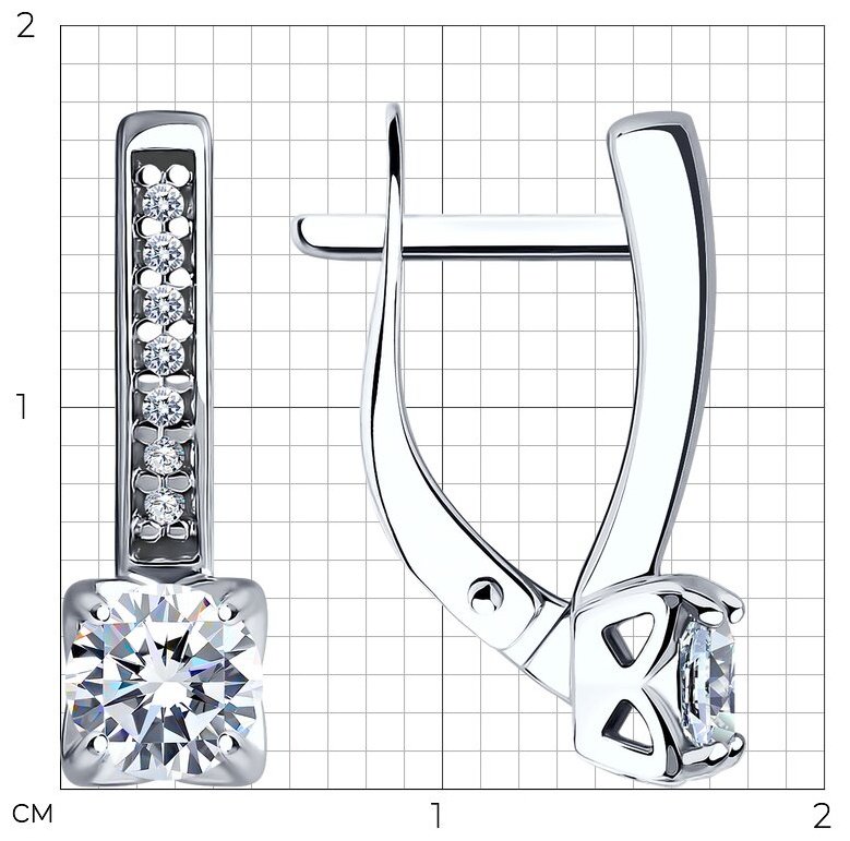 Серьги Diamant 94-120-01712-1 вес 2.81 г серебро, фианит купить,NaN