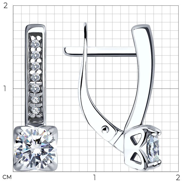 Серьги Diamant 94-120-01712-1 вес 2.81 г серебро, фианит купить,NaN