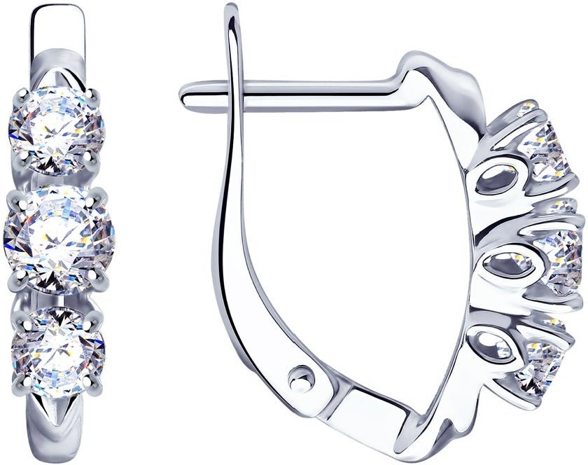 Серьги Diamant 94-120-01216-1_skazka вес 2.39 г серебро, фианит купить,NaN