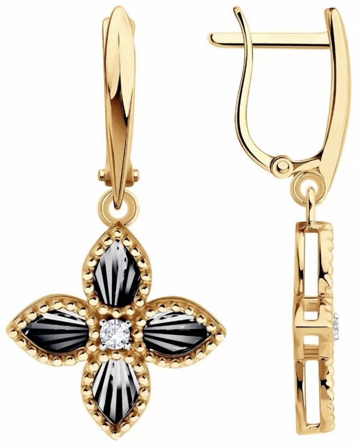 Серьги Diamant 51-121-02984-1 вес 3.27 г золото, фианит купить,NaN