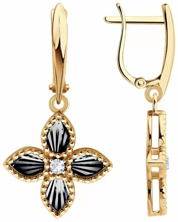Серьги Diamant 51-121-02984-1 вес 3.27 г золото, фианит купить,NaN