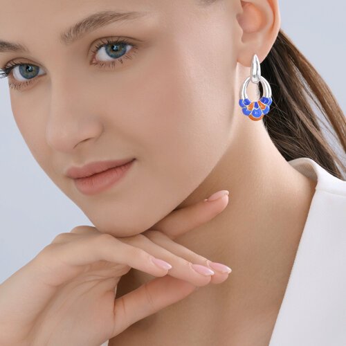 Серьги Diamant 94-121-00031-1 вес 9.66 г серебро, эмаль купить,NaN