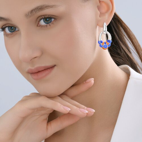 Серьги Diamant 94-121-00031-1 вес 9.66 г серебро, эмаль купить,NaN