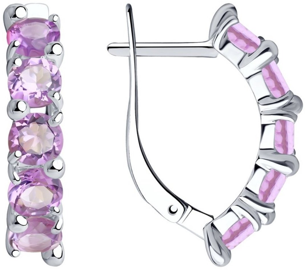 Серьги Diamant 94-320-00346-3 вес 3.23 г серебро, аметист купить,NaN
