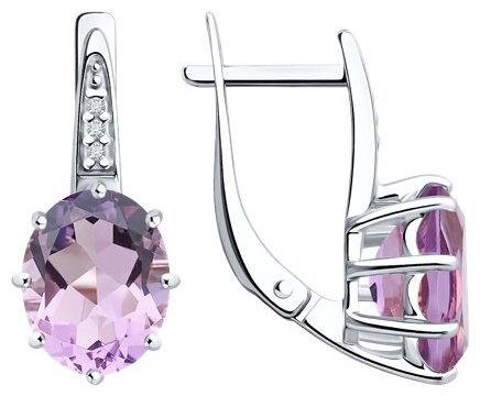 Серьги Diamant 94-320-02054-3 вес 3.4 г серебро, аметист купить,NaN