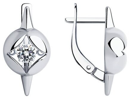 Серьги Diamant 94-120-01729-1 вес 2.75 г серебро, фианит купить,NaN