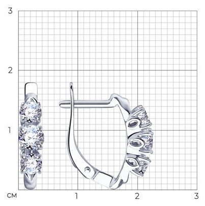Серьги Diamant 94-120-01216-1_skazka вес 2.39 г серебро, фианит купить,NaN