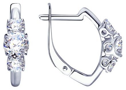 Серьги Diamant 94-120-01217-1 вес 2.52 г серебро, фианит купить,NaN